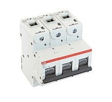 ABB  S803S-B40   3 pole, 40 amps rated at 690 V AC, IEC series high performance circuit breaker with thermal-magnetic trip device, B trip curve, and 50kA interrupt current rating