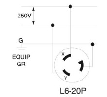 LEVITON  26W48                 20 Amp, 250 Volt, Locking Plug, Industrial Grade, Grounding, Wetguard - Yellow