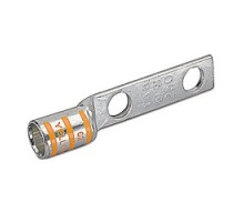 THOMAS & BETTS  54213NT                 Copper Two-Hole Lug, Standard Barrel, Narrow Tongue, Peep Hole, Max 35KV, Wire Size 250 kcmil, 3/8 in Bolt Size, 1 in Spacing, Tin Plated, Die Code 62, Yellow