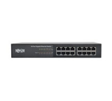 TRIPP LITE  NG16   16-Port 10/100/1000 Mbps 1U Rack-Mount/Desktop Gigabit Ethernet Unmanaged Switch, Metal Housing