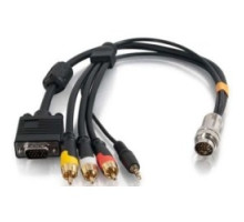 C2G  CG60018  CG60018                 Multi-Format Flying Lead, VGA Male/3.5 MM Stereo Male/RCA Composite Video Male/RCA Stereo Audio Male to RapidRun 15-Pin Male, 30 Volt, 24/28 AWG Tinned Copper, 1.5’ Length, Black