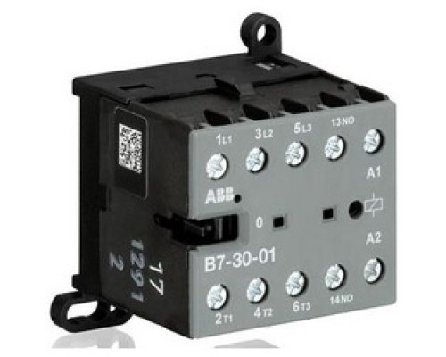 ABB  B7-30-01-80   Mini Contactor, Low Voltage, 3-Pole, 3NO, 200 to 240 Volt at 40/450 Hertz, 6 Kilovolt, 52.5 MM Length x 57.5 MM Width x 46.5 MM Height
