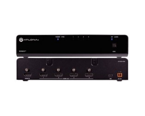 ATLONA TECHNOLOGIES  AT-RON-444   HDMI Distribution Amplifier, 4K HDR, 4-Output, 18 Gbps, 100 to 240 Volt AC/5 Volt DC, 50/60 Hertz, 6.75 Watt, With EDID Management, 3.07 Lb. Item Weight