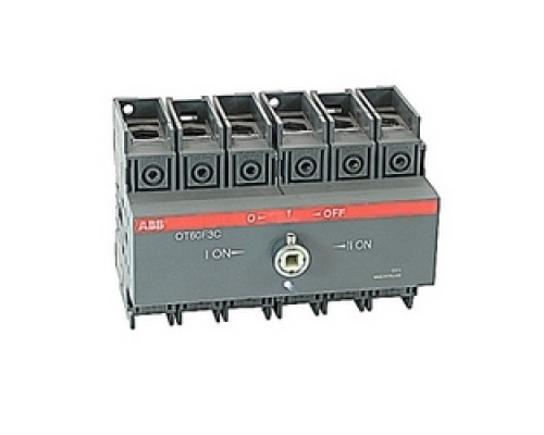 ABB  OT60F3C   3 pole, 60 amps rated at 600 V AC, UL 98, double throw open non-fusible disconnect switch