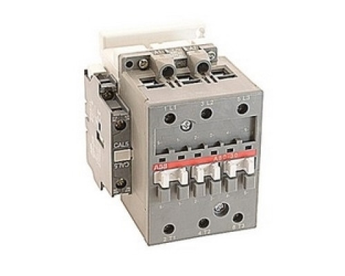 ABB  A50-30-11-80   3 pole, 55 amp, non-reversing across the line contactor with 230-240V AC coil and 1 NO and 1 NC auxiliary contacts