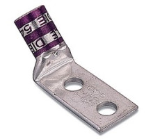 THOMAS & BETTS  54270UF                 Copper Two-Hole Lug, 45 Degree Standard Barrel, Peep Hole, Max 35kV, Wire Size 4/0 AWG, 1/2 in Bolt Size, 1-3/4 in Hole Spacing, Tin Plated, Die Code 54, Purple