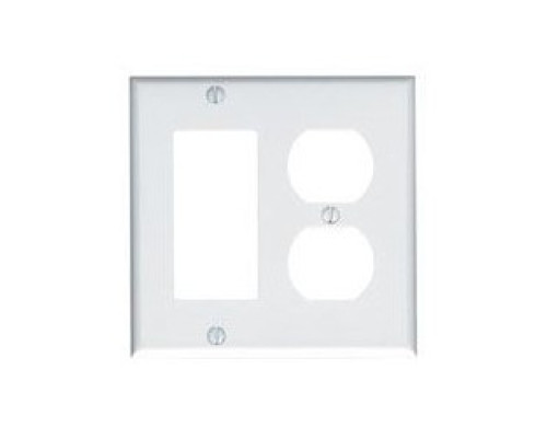 LEVITON  84455-40                 2-gang 1-duplex Decora/gfci Device Combination Wallplate, Device Mount, Stainless Steel