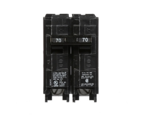 SIEMENS  US2:Q270   Circuit Breaker, Common Trip, Plug-In, 2 Pole, 120/240 Volt AC, 70A, 10 kA Interrupting Rating, With Insta-Wire