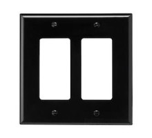 COOPER WIRING DEVICES  PJ262BK   MID-SIZE WALLPLATES 2-GANG POLYCARBONATE BLACK DECORATOR