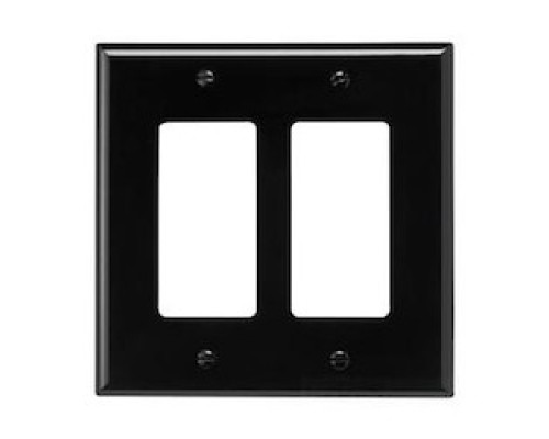 COOPER WIRING DEVICES  PJ262BK   MID-SIZE WALLPLATES 2-GANG POLYCARBONATE BLACK DECORATOR