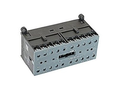ABB  VBC6-30-01-01   3 pole, plus 2 NC auxiliary contacts, 12 amp, mechanically interlocked miniature contactor, 24V DC coil and screw terminals