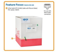 TRIPP LITE  N224-01K-GN   Cat6 Gigabit Bulk Solid-Core Plenum-Rated CMP Cable, Green, 1000 ft.