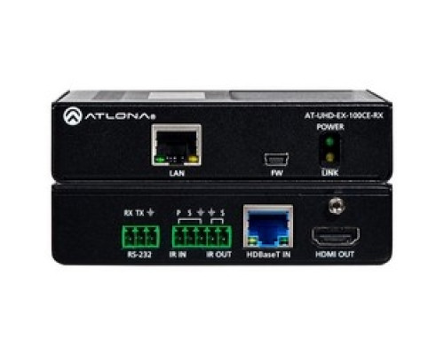 ATLONA TECHNOLOGIES  AT-UHD-EX-100CE-RX                 4K/UHD HDMI Over 100 M HDBaseT Receiver with Ethernet, Control, and PoE