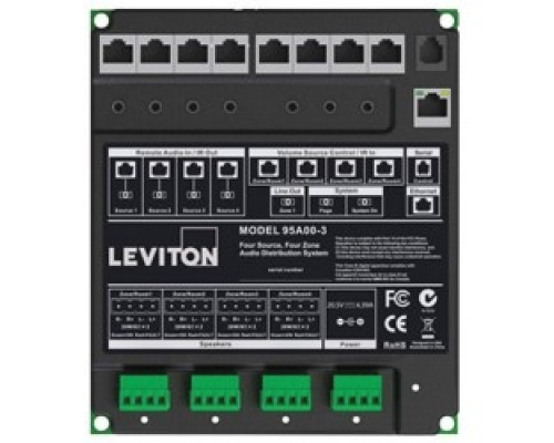 LEVITON 95A02-3         HI-FI 4X4 FOUR ZONE, FOUR SOURCE , AMPL