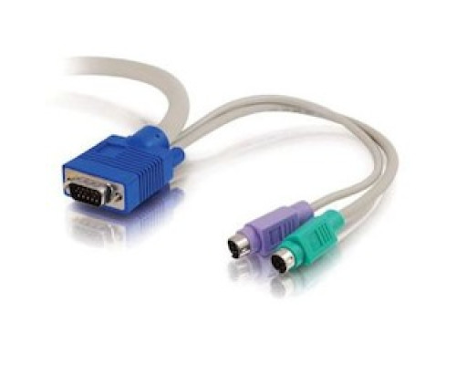 QUIKTRON 25142         KVM Cable, Universal, 3-In-1, HD15 Male to 2 PS/2 Male, 4’ Length