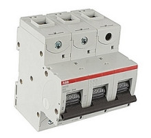 ABB  S803S-B50   3 pole, S800, 50 amp screw terminated miniature circuit breaker with a B tripping characteristic