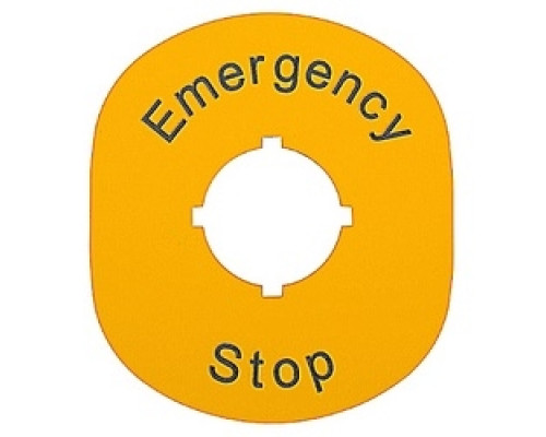 ABB  MA6-1101   Emergency Stop Legend Plates Yellow Back, Black Text Vertical