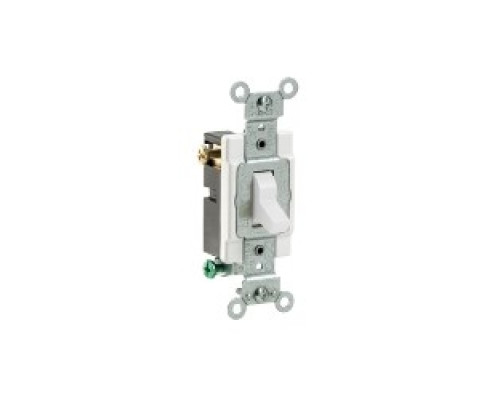 LEVITON  CS315-2W                 15 Amp, 120/277 Volt, Toggle 3-Way AC Quiet Switch, Commercial Spec Grade, Grounding, Side Wired, - White