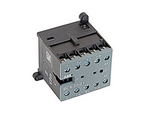 ABB  BC6-30-01-01   3 pole, plus 1 NC auxiliary contact, 12 amp, non-reversing miniature contactor, 24V DC coil and screw terminals