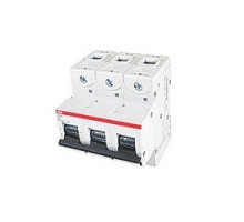ABB  S803S-K25   3 pole, 25 amps rated at 690 V AC, IEC series high performance circuit breaker with thermal-magnetic trip device, K trip curve, and 50kA interrupt current rating