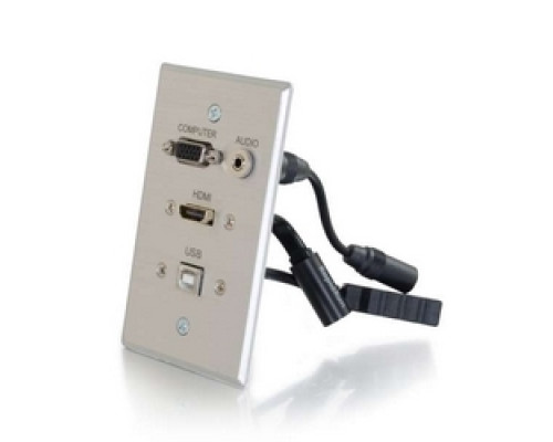 C2G  CG60140  CG60140                 Wallplate Transmitter, 1-Gang, HDMI Female/VGA Female/USB-B Female/3.5 MM Stereo Female to RapidRun Optical Female/VGA Female/3.5 MM Stereo Female/USB-A Female, Aluminum