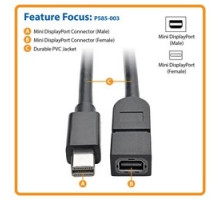 TRIPP LITE P585-003         Mini DisplayPort Extension Cable, 4K x 2K 3840 x 2160 @ 60 Hz, HDCP 2.2 M/F , 3 ft.