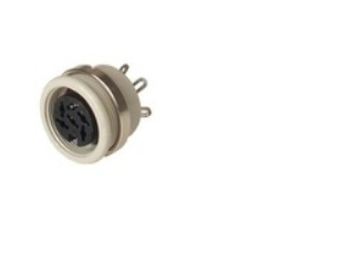 HIRSCHMANN  930954517   MAB 6100 grey; Panel-mounted Socket with locking screw, solder joint, not shielded, 6 contacts, female, DIN 45 322, 4A 34V AC/DC