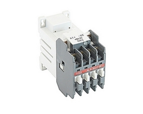 ABB  AL93001RT-83   3 pole, 21 amp, non-reversing across the line contactor with a 48V DC coil, 1 NC auxiliary contact and ring tongue connection