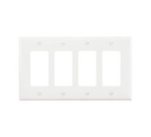 COOPER WIRING DEVICES  PJ264W   MID-SIZE WALLPLATES 4-GANG POLYCARBONATE WHITE DECORATOR
