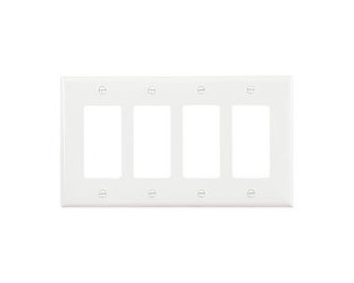 COOPER WIRING DEVICES  PJ264W   MID-SIZE WALLPLATES 4-GANG POLYCARBONATE WHITE DECORATOR