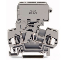 WAGO CORPORATION  281-611   Fuse Disconnect Terminal Block With Pivoting Fuse Holder; For 5 X 20 mm Miniature Metric Fuse; Without Blown Fuse Indication