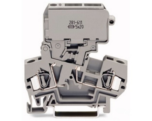 WAGO CORPORATION  281-611   Fuse Disconnect Terminal Block With Pivoting Fuse Holder; For 5 X 20 mm Miniature Metric Fuse; Without Blown Fuse Indication