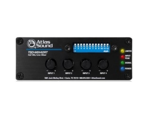 ATLASIED  TSD-MIX42RT                 4x2 Mic/Line Mixer with Priority Sense and Remote Control