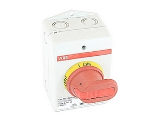 ABB  EOT16U3P4-P1   3 pole, 16 amps rated at 600 V AC, UL 508, enclosed non-fusible disconnect switch in a UL/NEMA 4/4X plastic enclosure