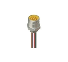 LUMBERG AUTOMATION  500000702  500000702   Mini Receptacle connector, 1 1/8 inch C body, male 12-pole for front mounting, assembled stranded wire, potted with epoxy, chassis side thread 1/2 inch NPT, screw connection, US Color Code.