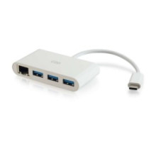 C2G  CG29746  CG29746                 C2G 3-Port USB Hub with Ethernet - USB C to Ethernet Hub - USB C to USB Hub - USB 3.0 - White