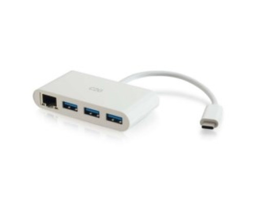 C2G  CG29746  CG29746                 C2G 3-Port USB Hub with Ethernet - USB C to Ethernet Hub - USB C to USB Hub - USB 3.0 - White