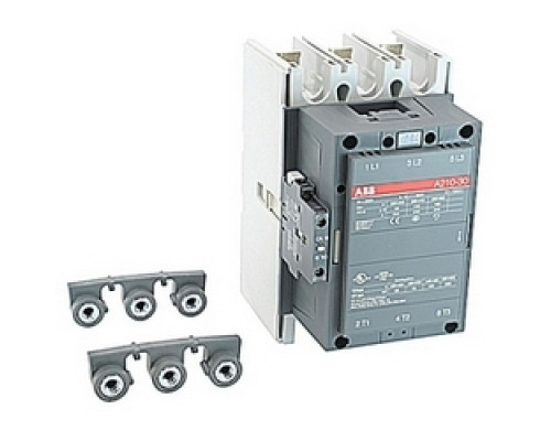 ABB  A210-30-11-88   3 pole, 350 amp, non-reversing across the line contactor with 240-260V AC coil and 1 NO and 1 NC auxiliary contacts