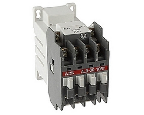 ABB  AL93010RT-81   21 amp DC controlled 3 pole ring tongue contactor with a 24V DC coil and 1 NO auxiliary contact