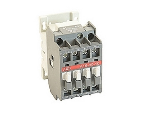 ABB  A16-30-10-36   3 pole, 30 amp, non-reversing across the line contactor with 220V AC coil and 1 NO auxiliary contact