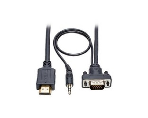 TRIPP LITE P566-010-VGA-A         HDMI to VGA + Audio Active Converter Cable, HDMI to Low-Profile HD15 + 3.5 mm M/M , 1920 x 1200/1080p @ 60 Hz, 10 ft.