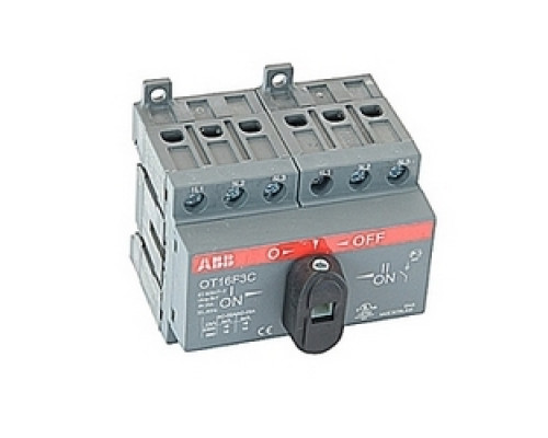 ABB  OT16F3C   3 pole, 20 amps rated at 600 V AC, UL 508, double throw open non-fusible disconnect switch