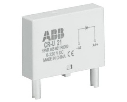 ABB  1SVR405666R0000   The CR-U 71 plug-in module is a pluggable function module for the CR-U range sockets. This module provides overvoltage protection. The rated control supply voltage is 24 V AC.