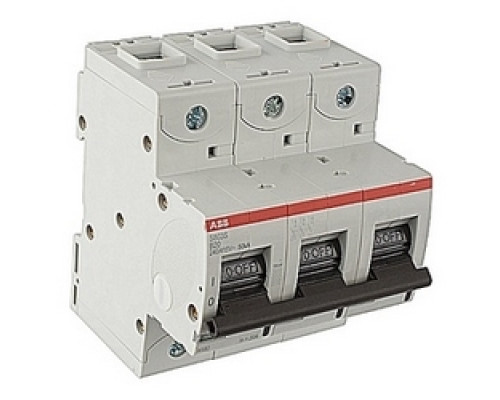 ABB  S803S-B20   3 pole, S800, 20 amp screw terminated miniature circuit breaker with a B tripping characteristic
