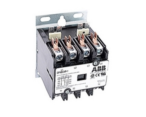 ABB  DP40C4P-1   4 pole, 40 amp, non-reversing, definite purpose contactor, 120V AC coil, industry standard mounting plate