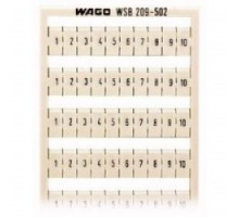 WAGO CORPORATION  209-502   TERMINAL BLOCK MARKER 1 TO 10 HORIZ 5-17.5MM BLK 10 SETS WHITE