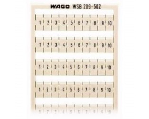 WAGO CORPORATION  209-502   TERMINAL BLOCK MARKER 1 TO 10 HORIZ 5-17.5MM BLK 10 SETS WHITE