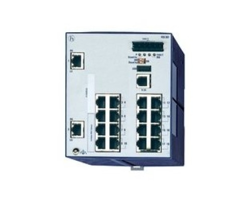 HIRSCHMANN  943434033   Compact OpenRail Gigabit Ethernet Switch; 18 Ports in total, 2 Gigabit Ethernet ports; 1. uplink: 10/100/1000BASE-TX, RJ45; 2. uplink: 10/100/1000BASE-TX, RJ45; 16 x standard 10/100 BASE TX, RJ45