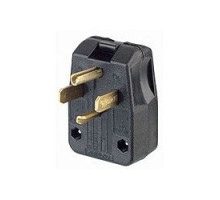 LEVITON  275-T   30/50 Amp, 125/250 Volt, Dual Power Vinyl Grounding Angle Plug, Black