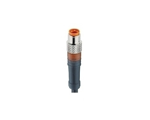 LUMBERG AUTOMATION  RSMV4-225/2M   M8 Pico actuator/sensor cordset, single-ended, 4-pole male straight connector with self-locking threaded joint and molded black PUR halogen-free cable. cable length: 2M